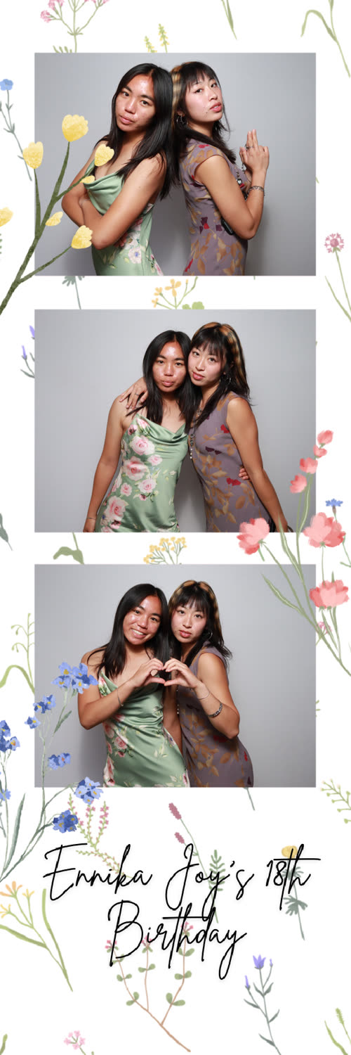 Floral birthday photo booth strip