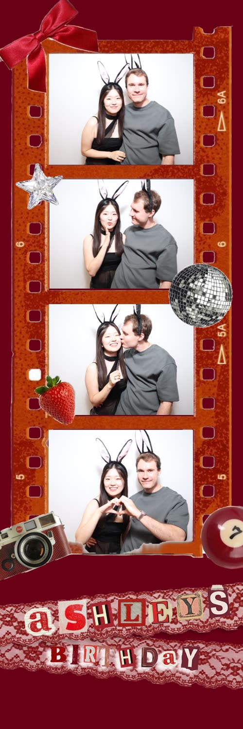 Retro film birthday photo booth strip
